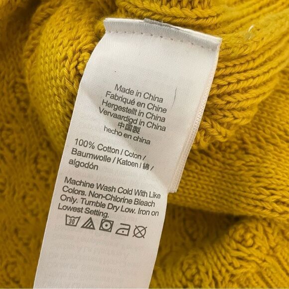 J. Crew Mustard Yellow Cotton Mock Neck Cable Knit Sweater NWOT XS - Picture 8 of 8